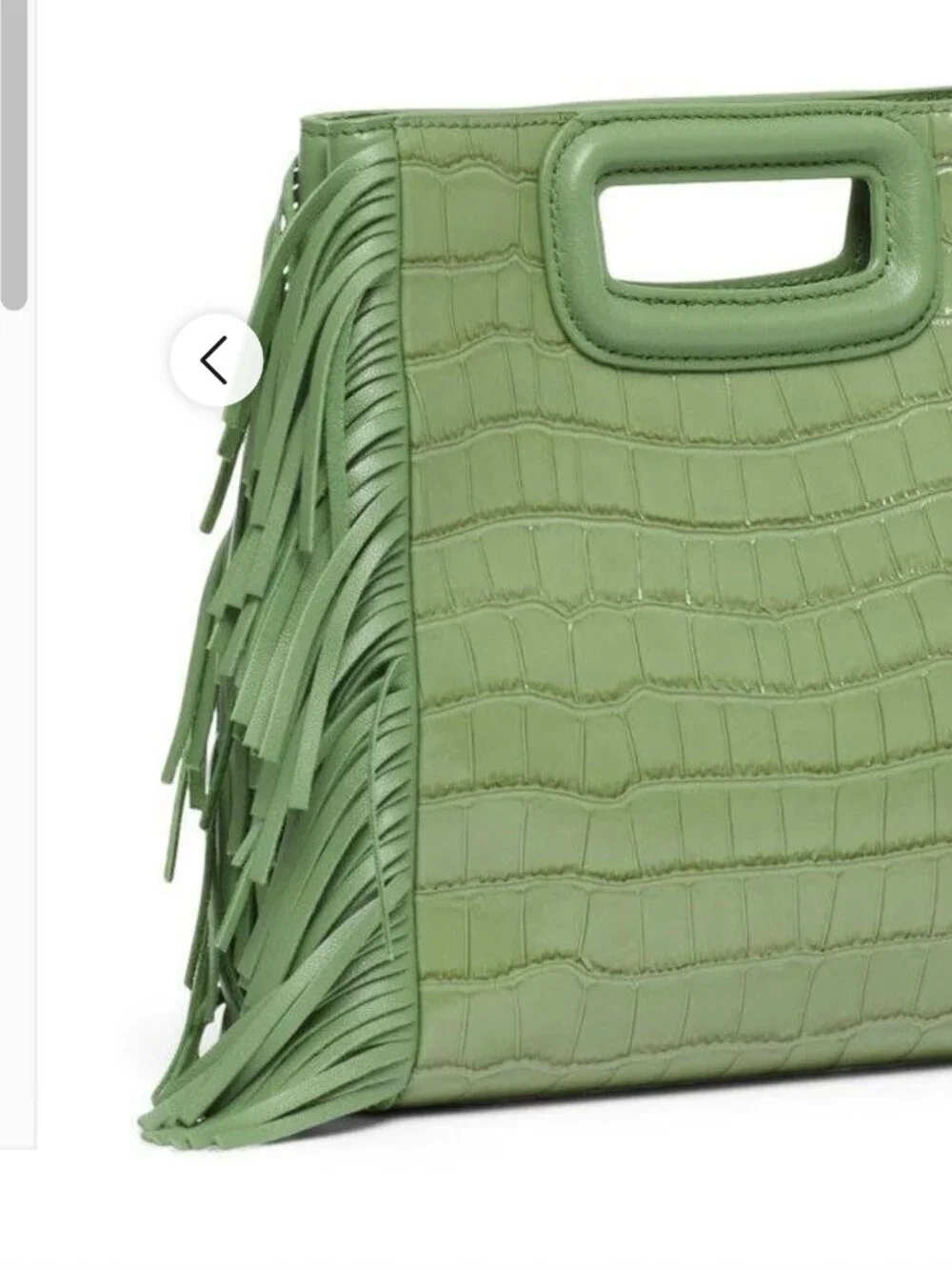 Maje | Limited Edition Olive Leather Crocodile Embossed Fringe Crossbody Bag